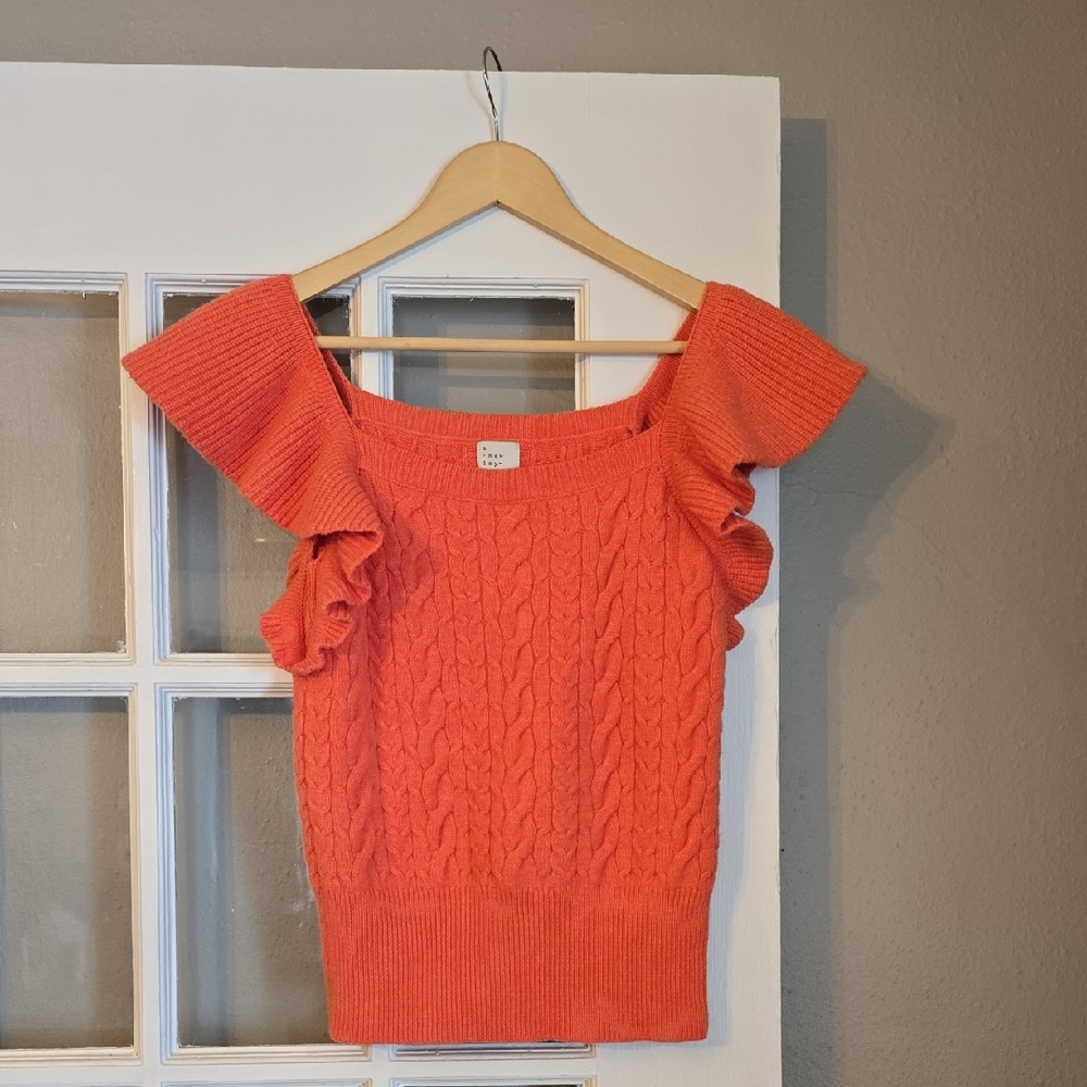 a new day Orange Off-the-Shoulder Sweater